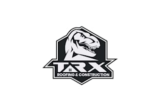 design a minimalist roofing construction logo with a t rex