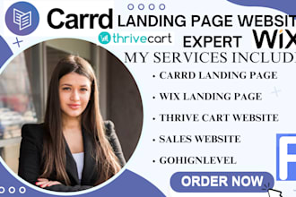 design carrd landing page gohighlevel website design funnelish thrivecart wix