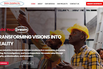 design handyman, construction, roofing, plumbing, cleaning wordpress website