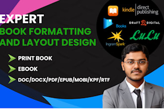 do book formatting and layout design for print, ebooks, KDP