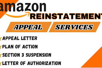 write amazon appeal letter, poa and provide other requirement for reinstatement