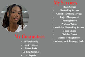 ghostwrite upto 30k words of your ebook and book