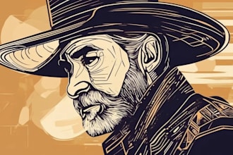 create a portrait print linocut style digital art