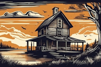 draw rustic, linocut, scratchboard retro vector
