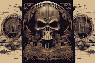 draw dark art illustration for metal t shirt merchadise