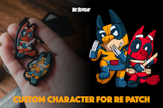 custom illustration characters for pvc patch, slaps and merch