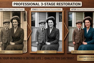 restore old photos, enhance, unblur, ,and background change