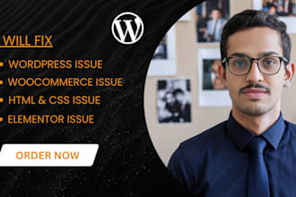 fix wordpress, html, css, woocommerce issues and homepage with elementor expert
