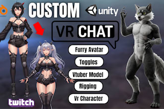 custom vrchat avatar 3d furry avatar model vtuber rigging toggles streaming vrm
