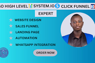be expert gohighlevel, whatsapp integration, sales funnel system io click funnel