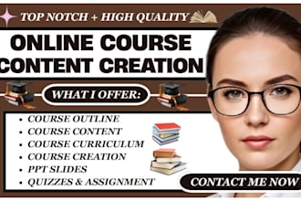 create online course content creation and curriculum workbook design ppt slide