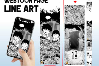 draw your webtoon, webcomic, comic or manga in lineart