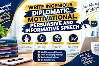 write ingenious diplomatic, motivational, persuasive assigned informative speech