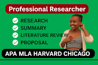 do research and summary writing, report writing, literature, review, case study