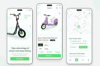 develop e scooter app, e bike app, rental app, e scooter station app