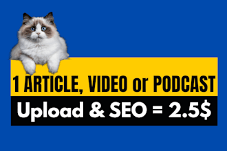 upload article, video, podcast with onpage SEO as a wordpress virtual assistant