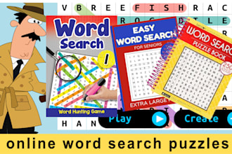 create custom sudoku, crossword, word search activity book for amazon KDP