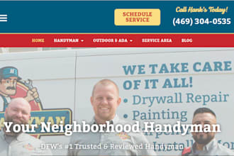 design handyman website construction website to generate handyman hot leads