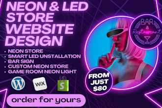design neon website led installation bar sign decor game room neon shopify store