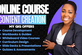 create online course content, workbooks, whiteboard video courses and curriculum