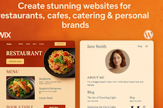 create a restaurant, catering, cafe, food, personal website on wix and wordpress