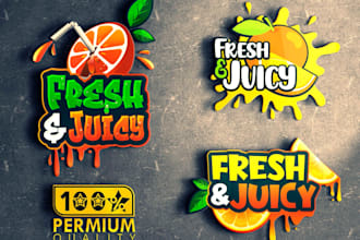 do minimalist juice bar, vibrant, vegetable, fruit smoothies, organic food logo