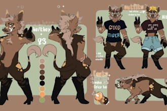draw 2d, 3d furry character ref sheet, fursona portrait, furry art, furry oc