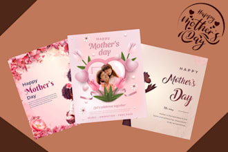 design mothers day flyer, card, social post, banner, poster, menu, collage