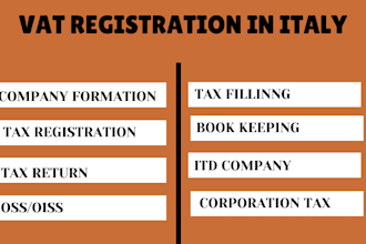 vat registration, tax filling, tax returns, oss, ioss for  italy,