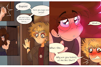 draw a comic book, graphic novel, comic character comic strip in cartoon style