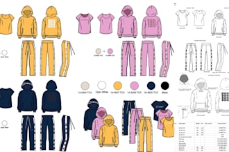 design professional tech pack for fashion sketch clothing tech pack flat sketch