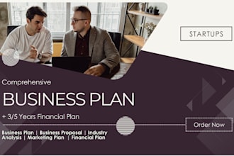 develop investor ready business plan, proposal, pitch deck, and financial plan