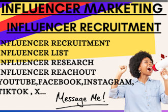recruit instagram tiktok youtube influencer list email lead influencer marketing