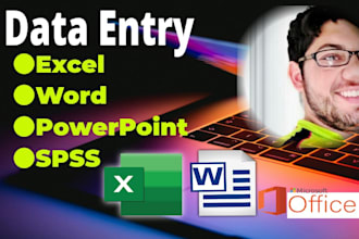 enter your data in ms word, excel, powerpoint and spss in 24 hours