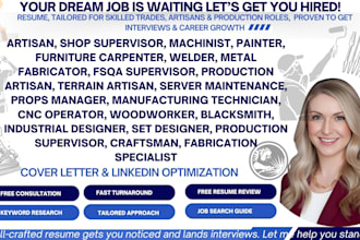 write craftsperson machinist process operator profile outdoor technician resume