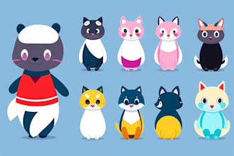 design an animal mascot, cute cartoon character and logo