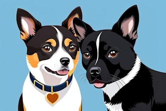 draw vector illustration dog cat animal pet cartoon portrait