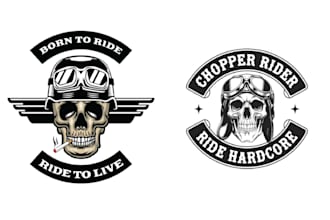 design classic engine skull motorcycle logo