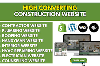 build modern contractor, construction, interior, hvac, cleaning, roofing website