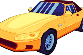 make a 3d low poly vehicle model for game or animation