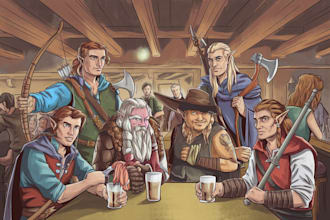draw your dnd group party illustration
