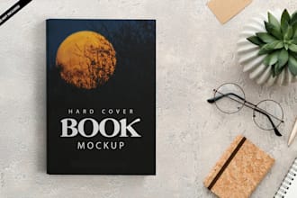 make a 3d mockup of your book cover, in different styles
