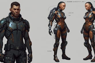 do sci fi or cyberpunk character concept art