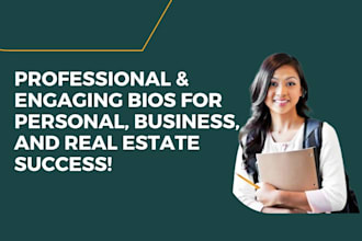 write a professional bio, biography, about me, realtor bio or real estate bio