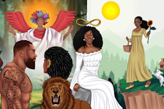 custom african american character design and cartoon caricature art