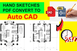 convert hand sketches, pdf to auto cad drawing
