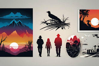 draw awesome line art and silhouette vector illustration