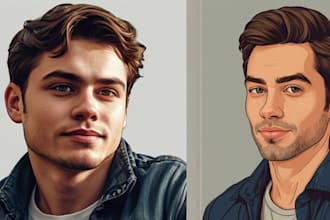 turn your photo into a beautiful cartoon vector art portrait