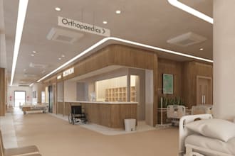 do 3d model, rendering and staging for hospitals, surgery and medical room