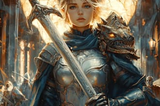 do a dnd art, fantasy character, scifi, and character design